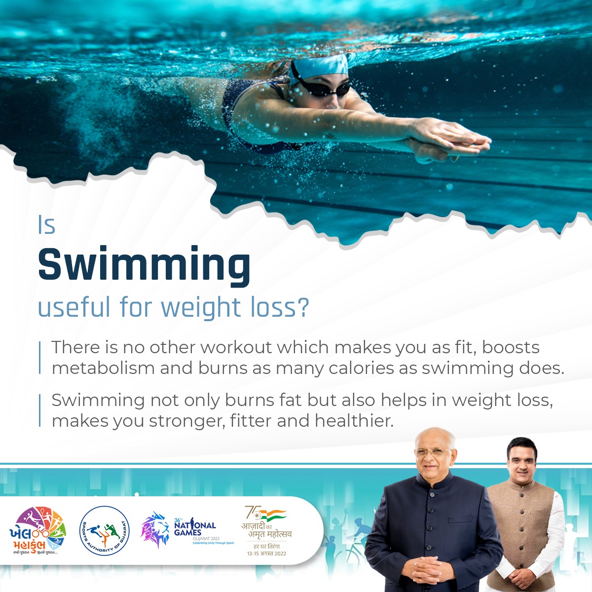 sagofficialpage's tweet photo. Know the facts about swimming for losing weight.

 #sports #sportsnews #sportsmanagement #motivation #sportsmanagement #gujarat #khelkhelgujarat #ramsegujartjitsegujara #games #players #playersclub #gujarat #HelloGujarat https://t.co/yt67N64a9B
