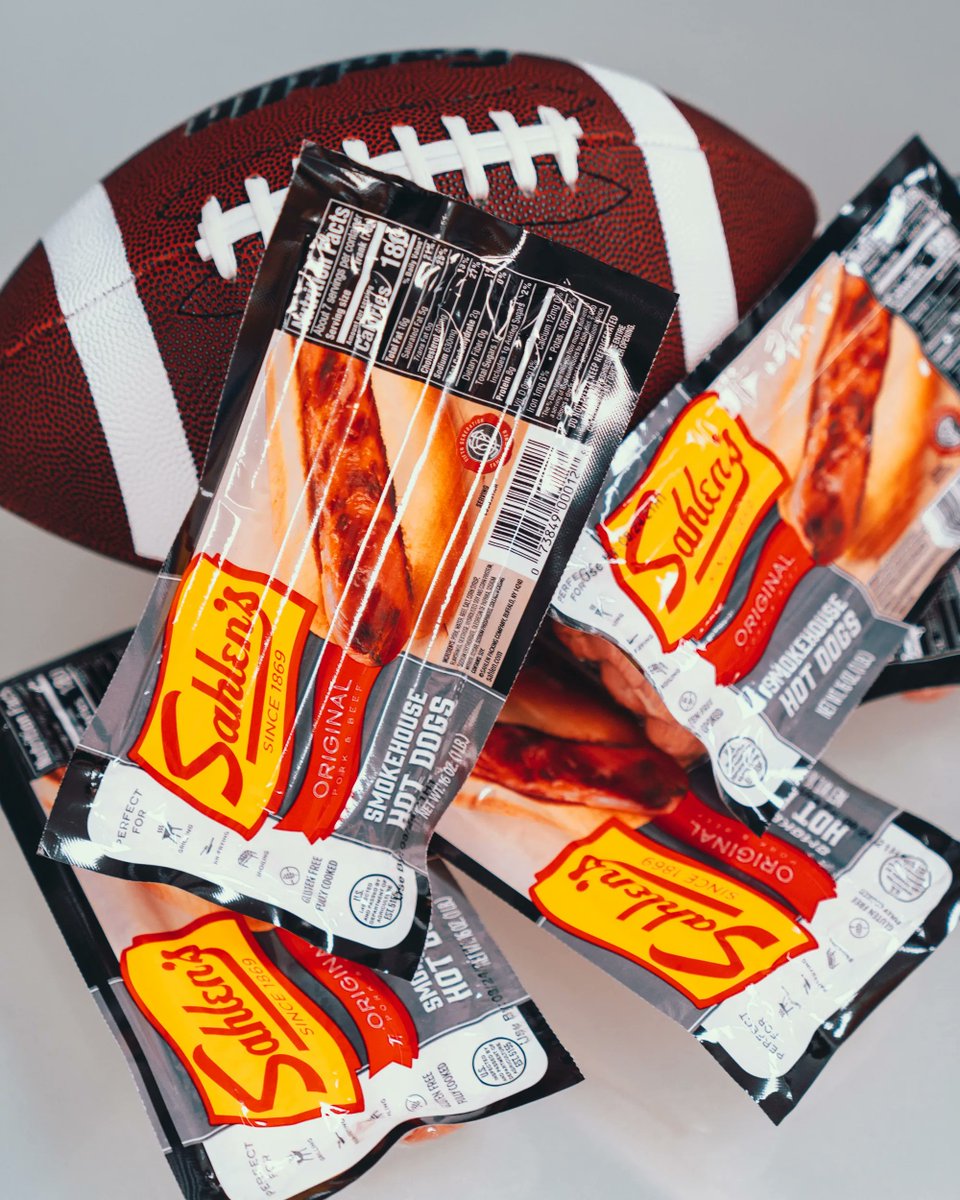 Sahlens's tweet photo. The start of #football season is right around the corner! Get in the spirit by breaking out the #grill, tossing the ball around, and cooking up #Smokehouse #HotDogs. Kick it off right with Sahlen’s #DogsDoneRight. https://t.co/d0yvFcWF0u