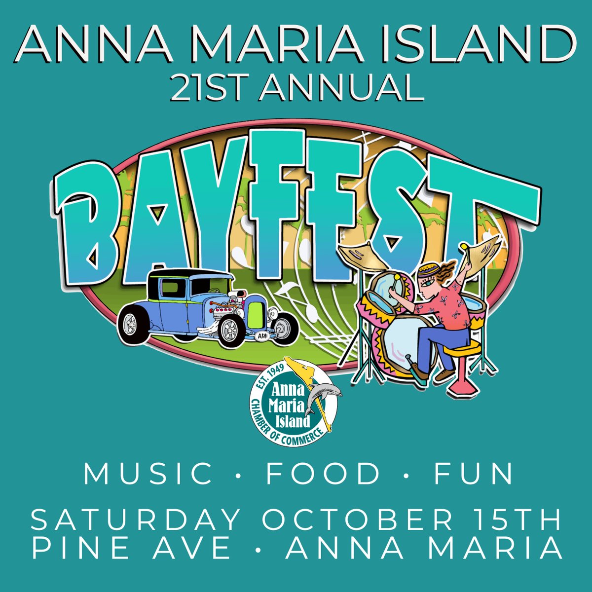 Get ready for Bayfest! 🏖🎸🍻 Our 21st annual Bayfest on Pine Avenue filled with great music, delicious food, and good friends is right around the corner. It all starts at 10AM - 9PM Oct 15th #annamariaisland