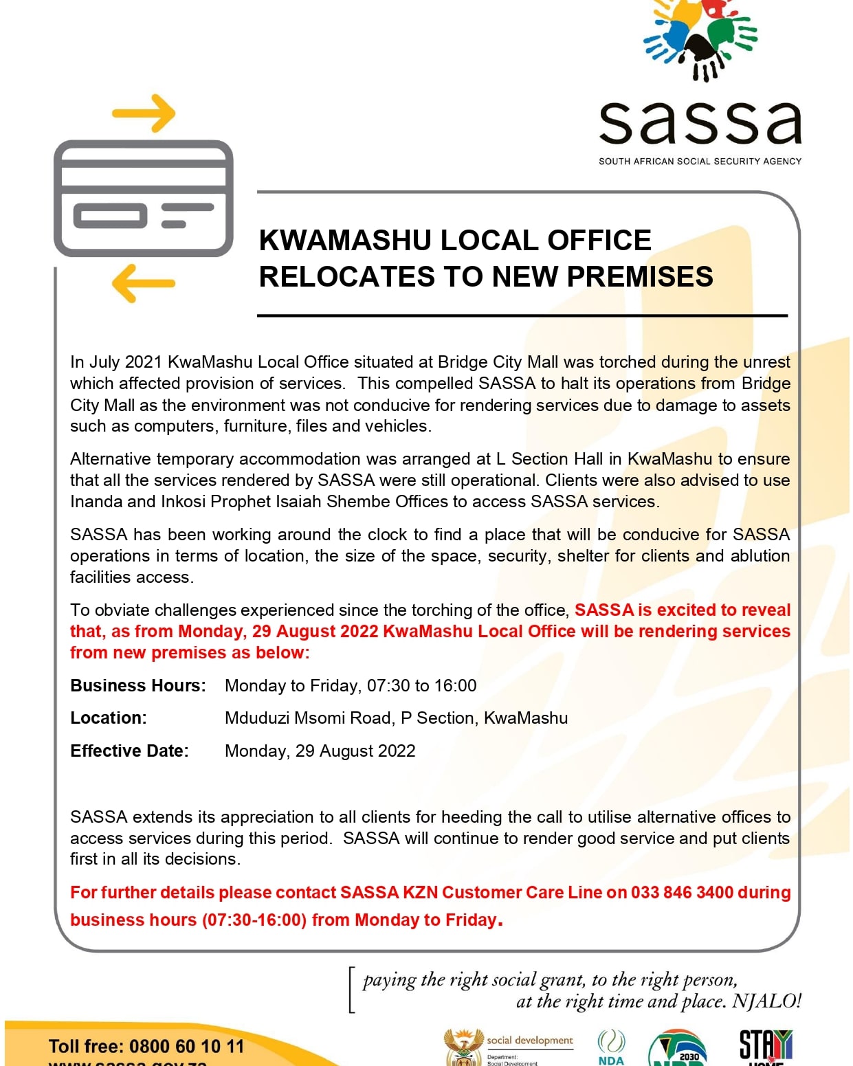 See New SASSA Location In KZN To Receive Your R350 Grant From August 29