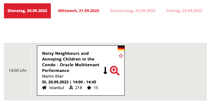 MartinKlierDBA's tweet photo. Looking forward to #DOAG2022 in #Nuremberg
I'm proud to present some tech content, too.

Ich freue mich auf die @DOAGeV #Konferenz 2022 in #Nürnberg!

#Oracle #Performance #DataGuard #Multitenant

https://t.co/yt1w1FhjGX

cc/@oracleace @sym_42 https://t.co/AJHFBbI7Iv