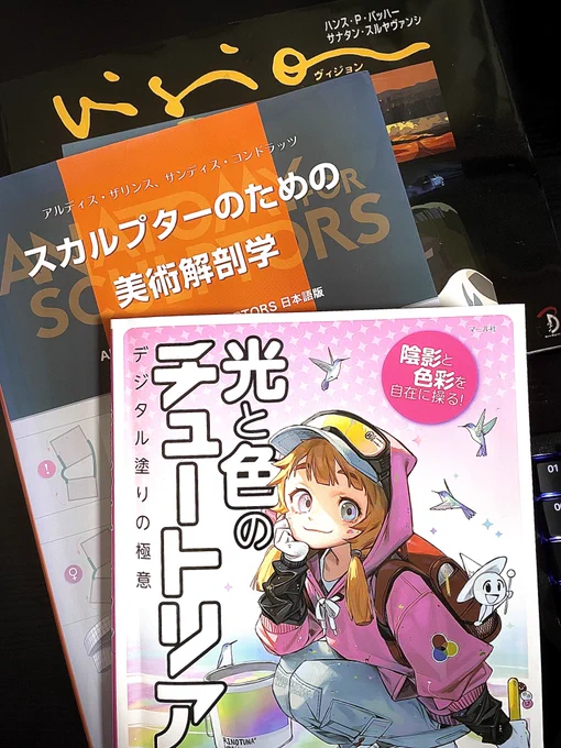 個人的に好きでしかたがない技法書3冊。作者さんと出版社さんに感謝しかない本。読み終わった後、鳥肌立って拝み倒した。定期スランプの時に読んでる。光と〜は先日買ったばかりだが……大好きだー!ヴィジョンに至ってはもはや人生のバイブルになってる 
