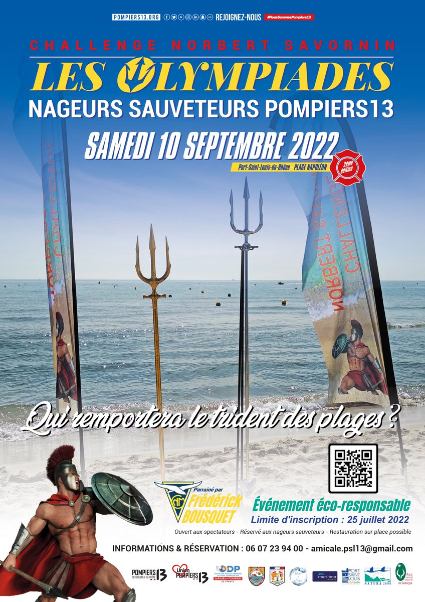 Pompiers_13's tweet photo. [#Événément]

Le 10/09 aura lieu la 2ème édition du challenge Norbert Savornin, rte de la Plage Napoléon, @Ville_PSL. De nombreux défis sportifs aquatiques et terrestres seront au programme.

Une journée en hommage à notre ami disparu trop vite.

Infos ➡️https://t.co/Nqic8dbWyD https://t.co/KdVpBI7rGC