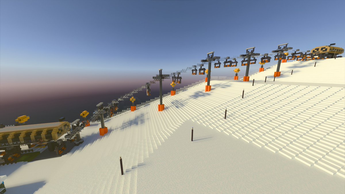 TeamAlphadia's tweet photo. Entre Snow-Hills et le Mont Block, se trouvent l'ensemble des pistes de ski du domaine skiable.
Il y a des pistes vertes, bleues et rouges ainsi que deux télésièges et un téléphérique en terme de remontées mécaniques.

#Minecraft 
#MinecraftBuilds 
#MinecraftServer 
#Alphadia https://t.co/U8EGszwg0U