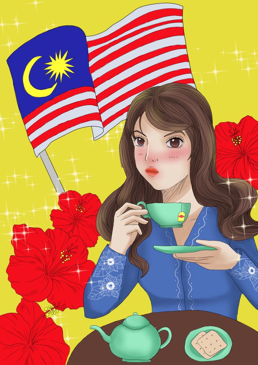 basyirahNFT's tweet photo. My day is not complete with a cup of Lipton tea. Inspired by the drawing contest during my primary school years. Selamat Hari Merdeka! 

#inikonfemMalaysia #AEONxMerdeka65 #ClassicMalaysianMoments https://t.co/aQB232ELYr