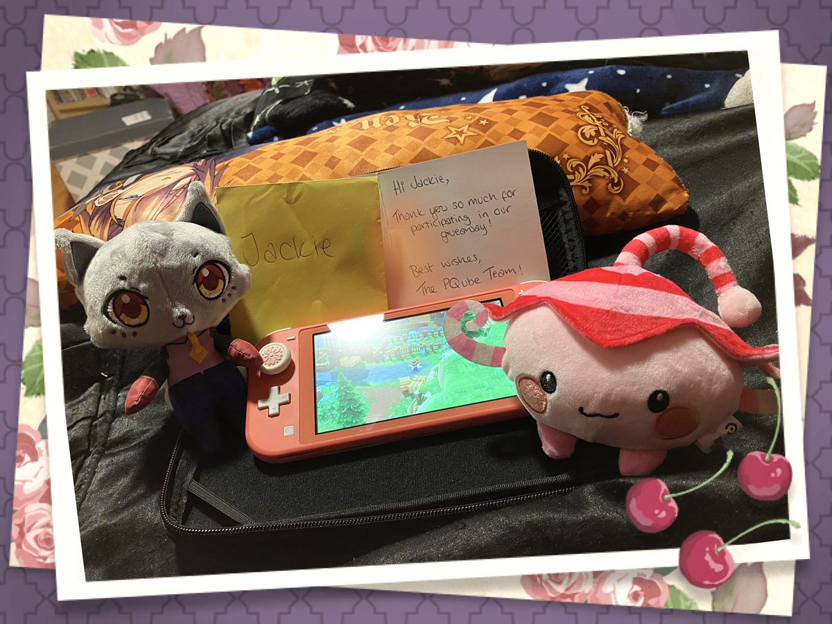 Thank you so much to the fine folks at @KitariaFables and @PQubeGames for the awesome prize pack! I received the plushies Monday. Nyanza and Macaron are very cute 😸 Been enjoying the game very much!