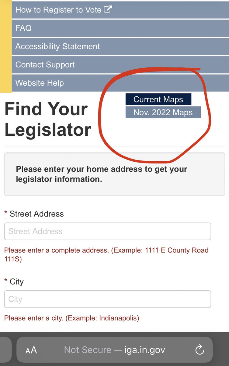 gbosslet's tweet photo. Hey #hoosiertwitter

To find out who your legislator is in the NEWLY GERRYMANDERED maps, make sure you click the “Nov. 2022 maps” button on the “find your legislator” portion of the General Assembly website

https://t.co/AdysptssyN https://t.co/SBafbPUeY0