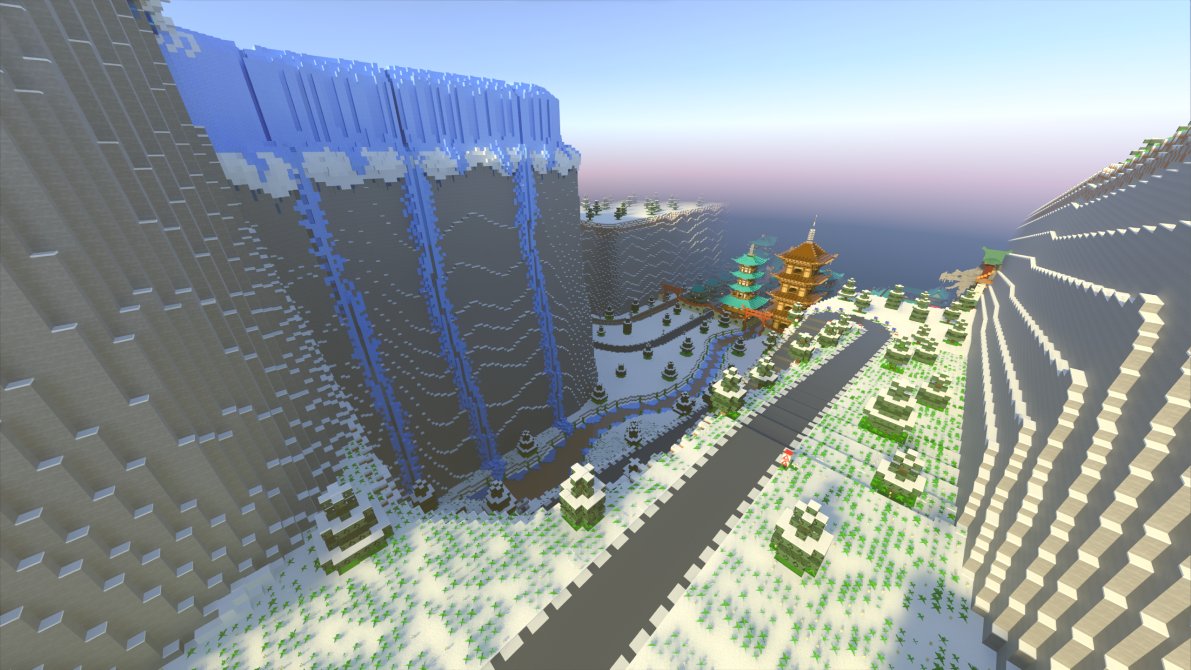 TeamAlphadia's tweet photo. Dans le gouffre en bas des coulées du glacier, descend la route permettant d'aller au prochain village, d'un style asiatique : Shintao. On peut également y accéder via le tunnel de Snow-Hills pour aller plus vite.

#Minecraft 
#MinecraftBuilds 
#MinecraftServer 
#Alphadia https://t.co/bFKt2QKmIH