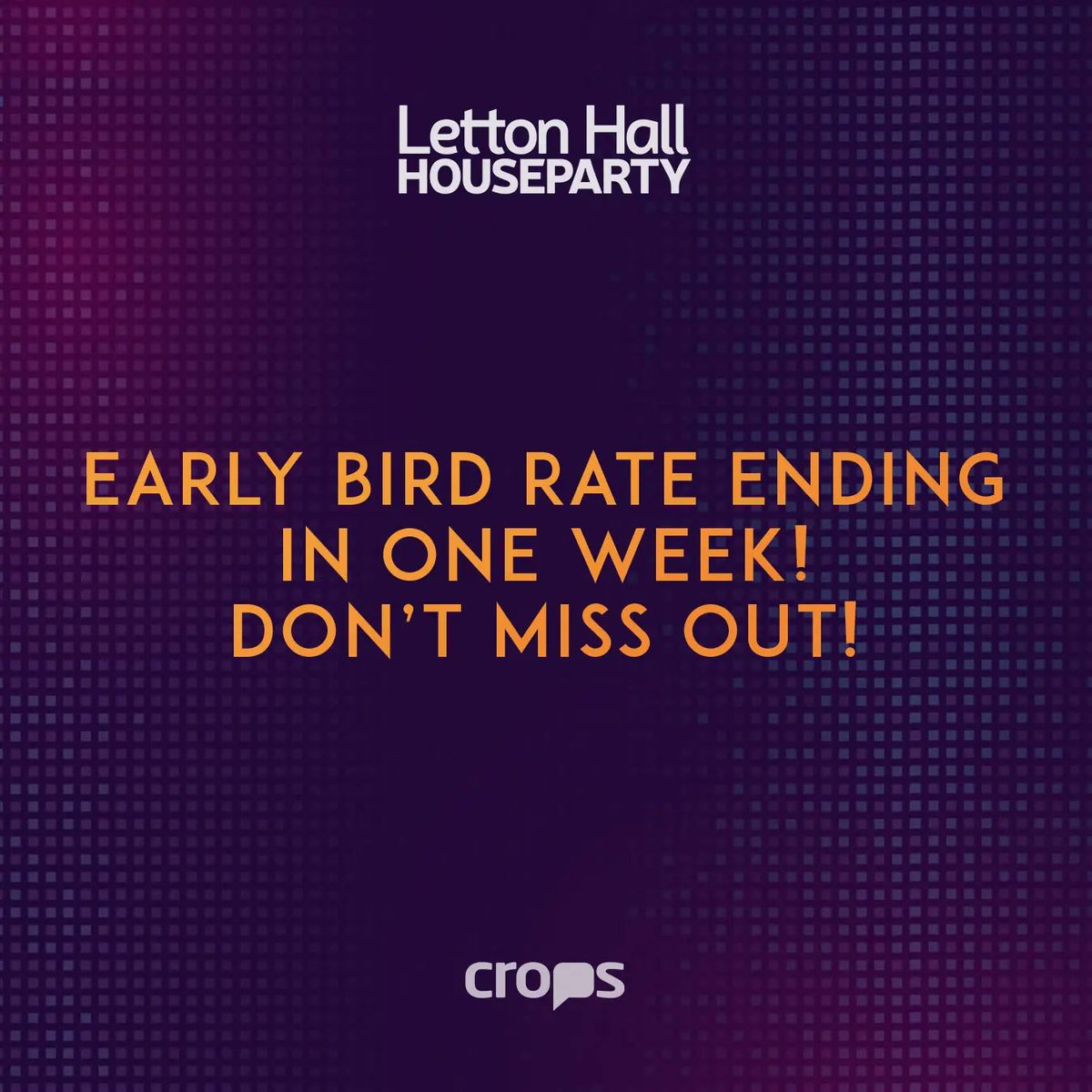 cropsUK's tweet photo. Early bird prices for October's Letton Hall HouseParty end on 31st August.

So don't miss out on those cheaper prices before it heads up to our standard rate.

Booking details can be found at https://t.co/vaMz8mI8y2 https://t.co/oKZFC2UgQc