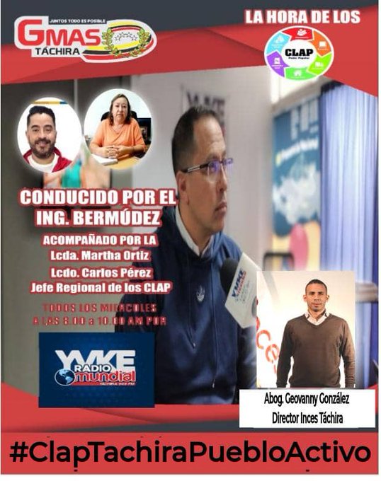 #ClapTachiraPuebloActivo Desde la sala situacional activos en la Hora de los CLAP, por <a href="/YvkeTachira/">Yvke Tachira</a> informando al pueblo Tachirense <a href="/LealTelleria/">M/G Carlos Leal Tellería</a> <a href="/FreddyBernal/">Freddy Bernal</a> <a href="/BermudezJoseA/">Bermúdez José</a> @tachira_gmas