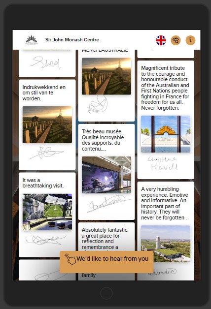 sirjohnmonash's tweet photo. A visit to the Sir John Monash Centre is a moving experience that leaves a lasting impression.

Thank you to our visitors for the inspiring comments we receive in our digital visitor book, they’re such a pleasure to read. 📖 https://t.co/VWsrSd8XHq