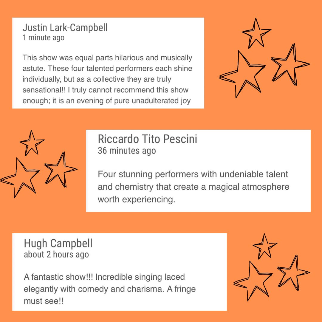 spoonfulsing's tweet photo. Some of our amazing audience reviews so far - come and see us @ 9.10pm every evening this week https://t.co/WQSA09O3Kv https://t.co/ZApzFs6iKQ