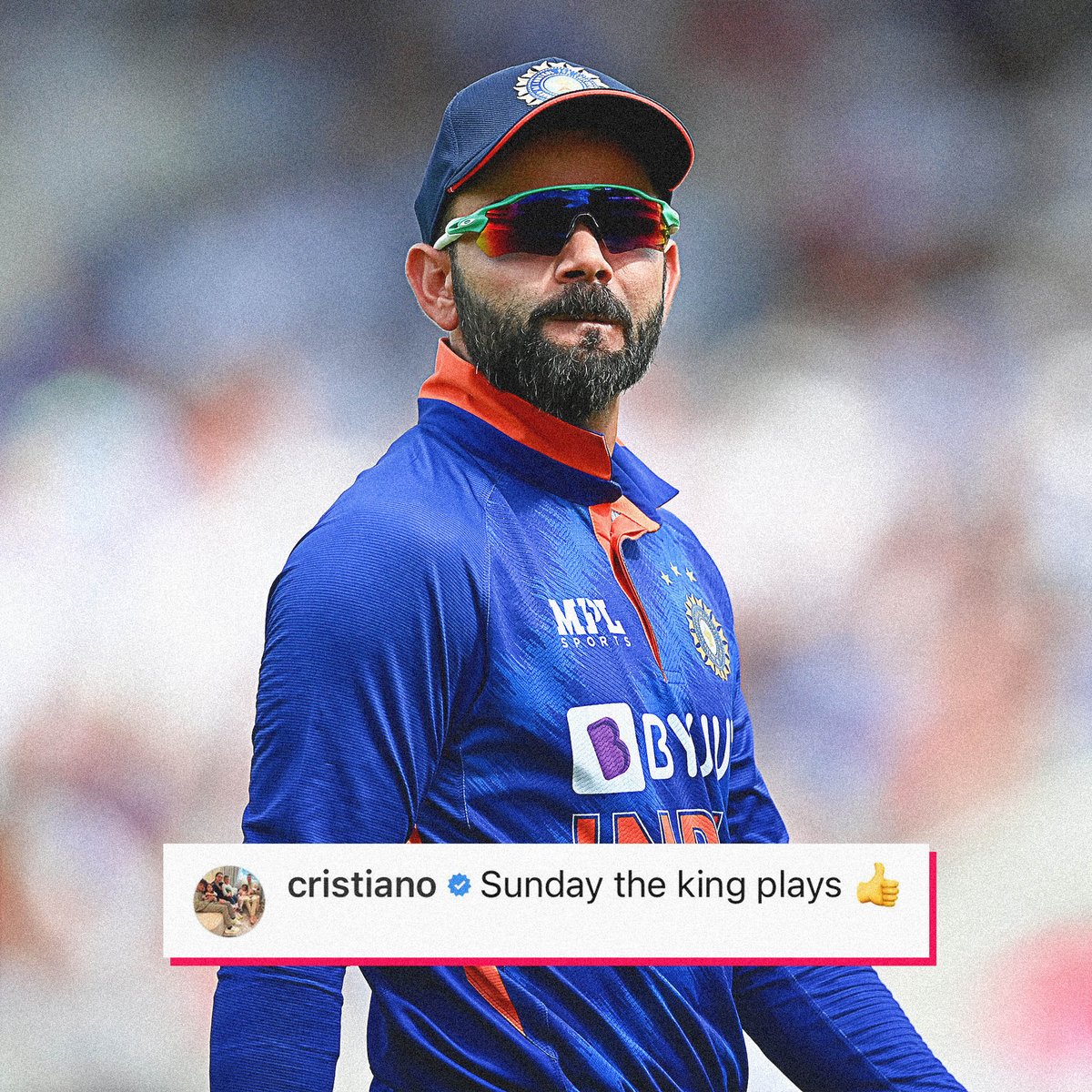 Sport360's tweet photo. Even Ronaldo knows when the king will play 👑😏

#AsiaCup2022 #INDvPAK https://t.co/xlXtYtj4yg