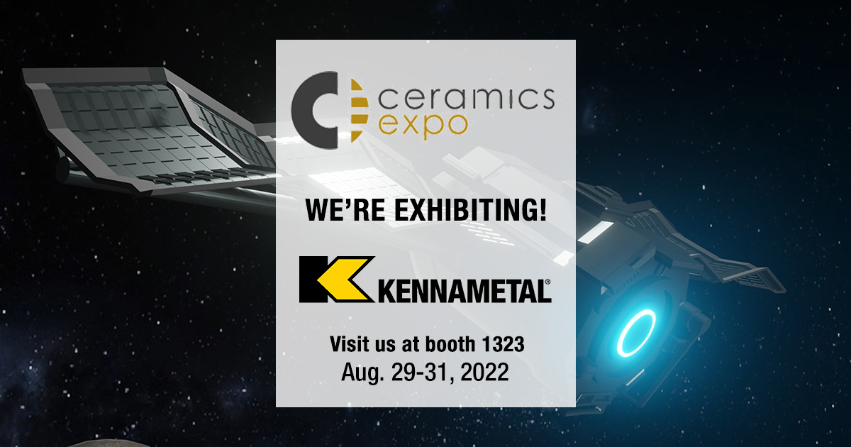 Kennametal's tweet photo. Attending the 2022 @CeramicsExpo in Cleveland next week? Stop by Kennametal Sintec™ booth 1323 to find out how we can help you build your products more efficiently. Register now: https://t.co/2e45ELCAT4
#CeramicsExpo #Ceramics #AdvancedMaterials #KMTKnowsHow https://t.co/TGg7aV10lZ