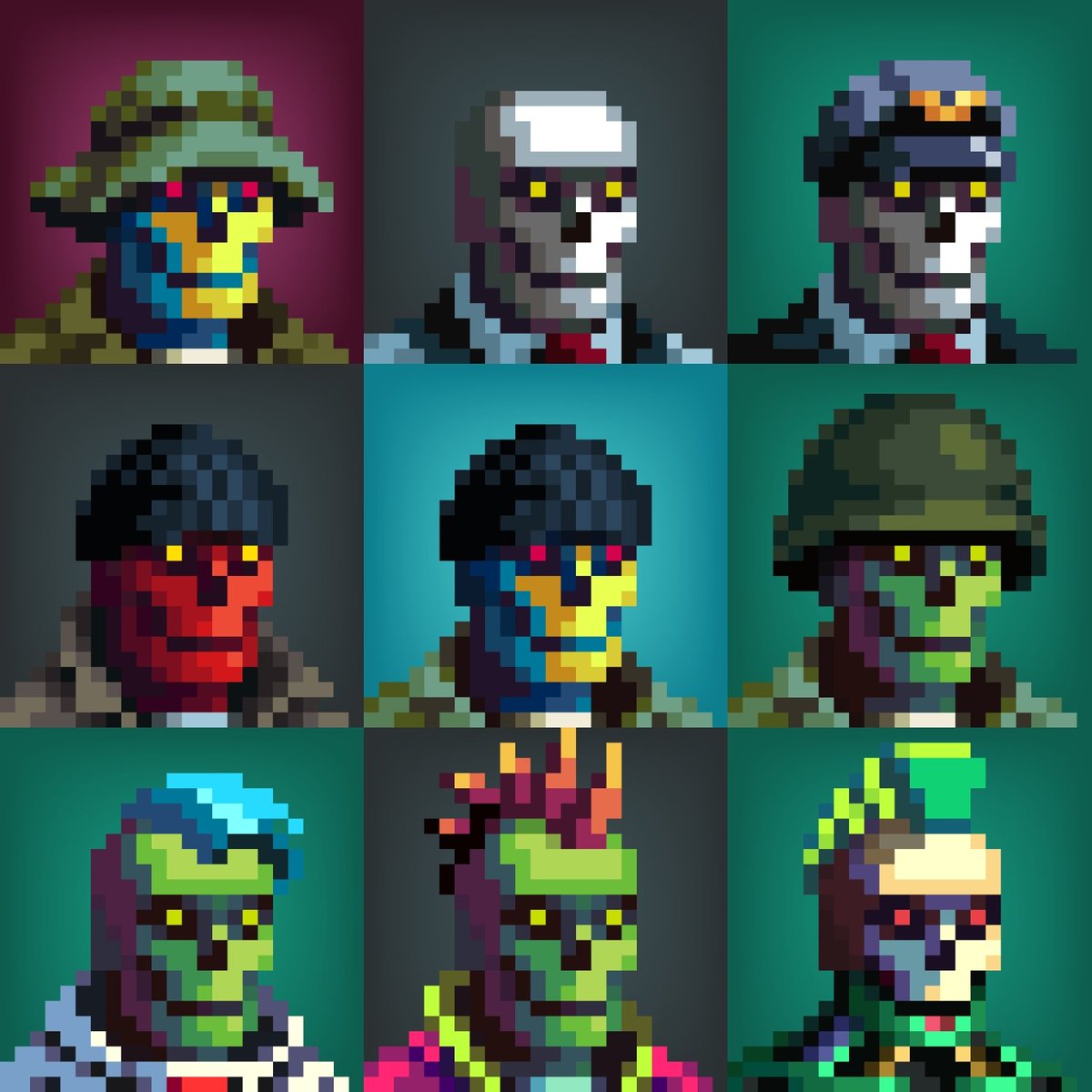 <a href="/chriscantino/">Chris Cantino</a> #GenuineUndead 👈 From the moment I first saw them, I knew they were something special. Wish I didn't wait to buy but better late then never 😛 Solid pixel art and a creative community of GENUINE minds. Super cohesive and attractive collection IMO #UndeadArmy #StayUndead