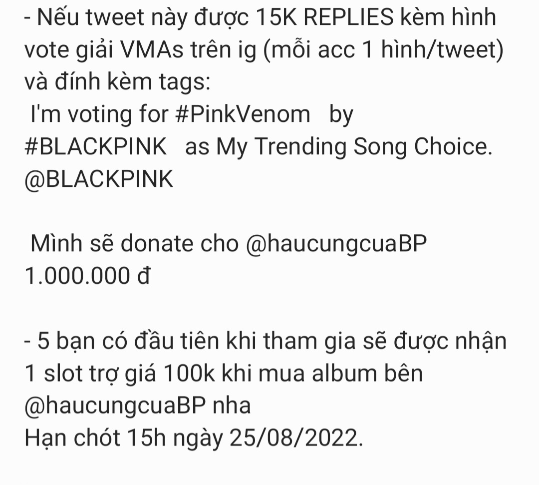 HaTran712178's tweet photo. Nhằm hỗ trợ @haucungcuaBP cho đợt tới và các bạn VBLINKs muốn mua album mình có DEAL KHỦNG cho mn đâyyy 📢📢📢

#BLACKPINK   #블랙핑크   #PINKVENOM  @BLACKPINK https://t.co/6faBNSHStO