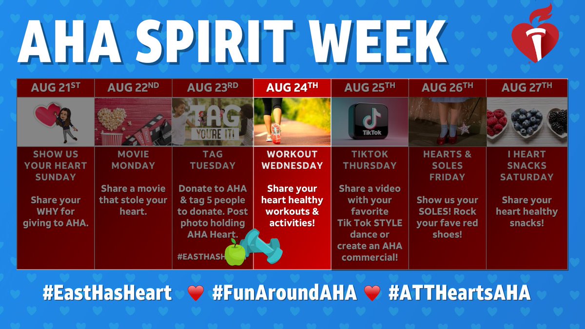 Retail_Markets's tweet photo. On Wednesdays, we work out! 💪💙
Share all of your ♥️heart healthy workouts & activities with us!
#EastHasHeart #FunAroundAHA https://t.co/K1zWuAq6yg