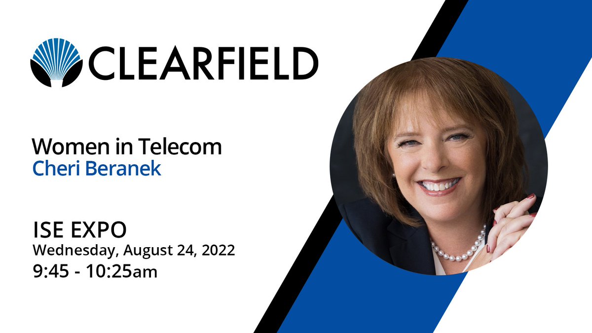ClearfieldFiber's tweet photo. 9:45 TODAY (Wednesday)! Join Clearfield CEO - Cheri Beranek @clfdceo - and other industry leaders for coffee and a panel discussion during the #ISEEXPO “Women in Telecom” event https://t.co/u68dys4djo @ISE_Magazine #ISEEXPO2022 #ISEEXPO22 https://t.co/XFDoc43P3K