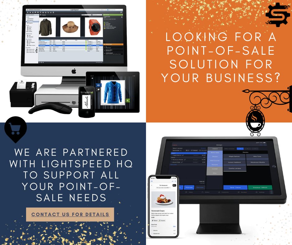 Need a point of sale solution for your retail store or restaurant? Well, look no further! We have partnered with Lightspeed HQ to provide you with a reliable, easy-to-use POS system to help your business run efficiently.  Call today for more information and a free quote!