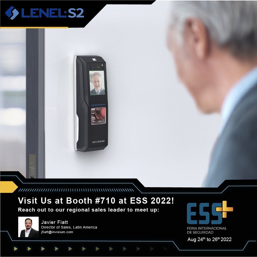 Invixium's tweet image. DAY ONE of @Securityfair ESS+ Tradeshow starts today! 

Visit @LenelS2 booth #710 to see our latest products on display and talk to our sales director @JavierFiatt 

#LenelS2 #biometrics #touchlessbiometrics #security #accesscontrol #seguiridad #securityfair
