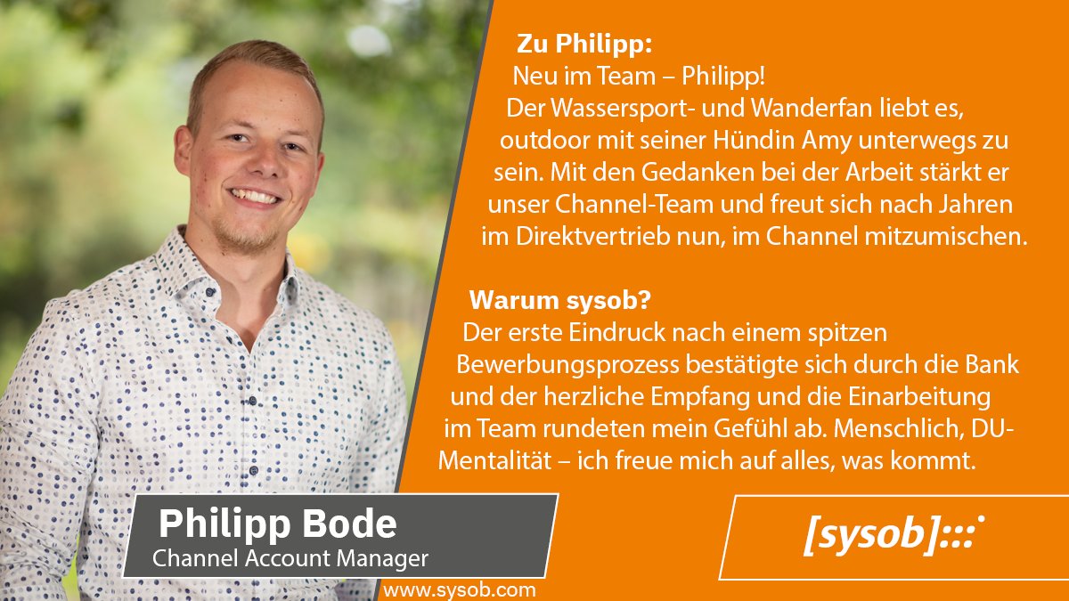 sysob's tweet photo. Herzlich willkommen bei sysob, Philipp
#sysob #ChannelAccountManager #Team #CAM #IT-Security https://t.co/aRMJsTD87M