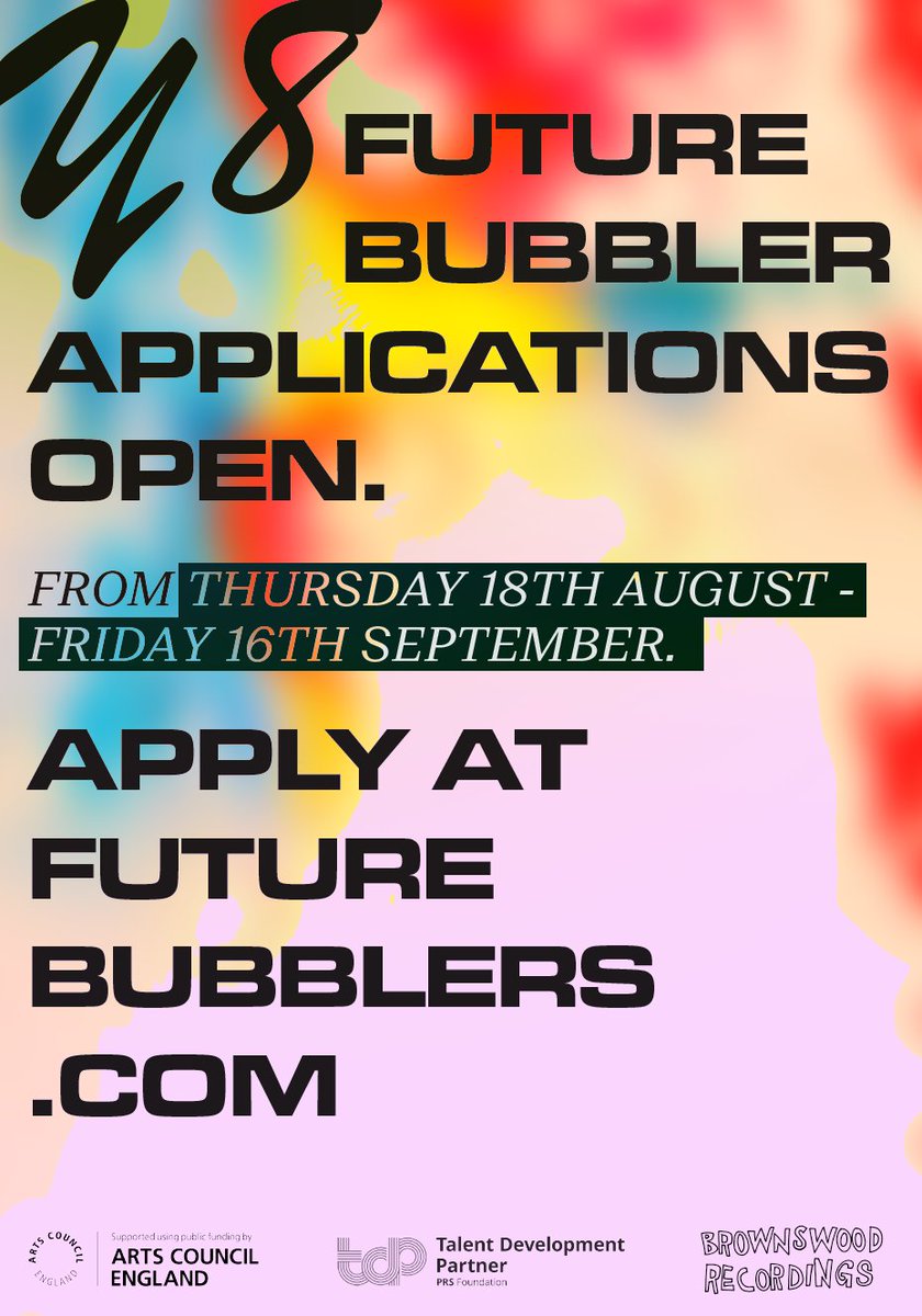 HelpMusicians's tweet photo. Future Bubbler applications are open! Set up to develop talent with roots in underground, left-field and alternative music, the Giles Peterson-backed talent scheme encourages any unsigned artists in England to apply.

Apply now to be a Year 8 bubbler!

🔗https://t.co/IYRaVXetsZ https://t.co/4WPxw1VLd0