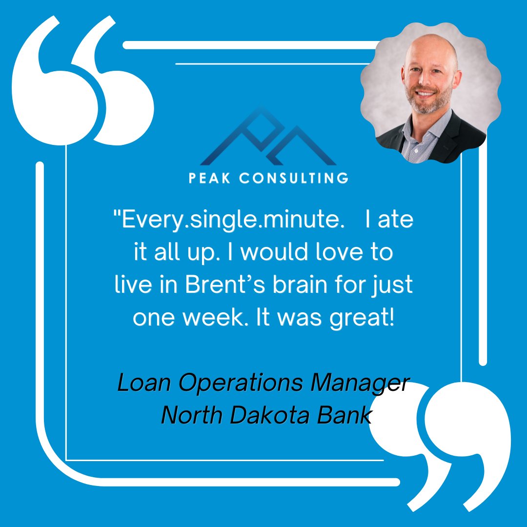 peakconsultllc's tweet photo. Feedback from a recent on-site Loan Core Optimization with Brent had us giggling!🤣
When asked, "What was your favorite part of the week-long engagement,"  the Loan Operations Manager at a North Dakota Bank had this to say.....👍

#PeakTeam #FiservPremier #LoanCoreOptimization https://t.co/03B6T9IZSL