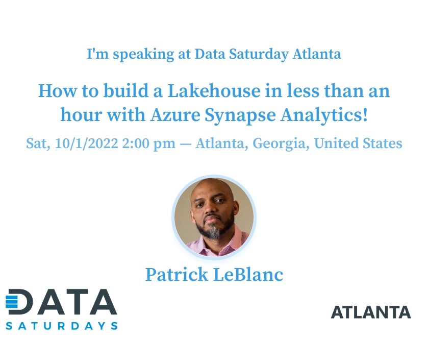patrickdba's tweet photo. Excited to be speaking at my first Data Saturday in Atlanta on October 1st, 2022.  There's still space, so go register here https://t.co/VWaQB1pQdP if you haven't already. https://t.co/Tok3TogPpD