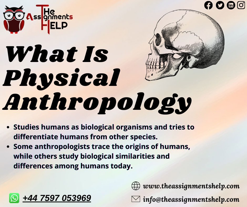 tasignmentshelp's tweet image. Be confident! Because you choose our Anthropology Assignment Help Online services.
Order your task Now:
#anthropology #anthropologyassignmenthelp #physicalanthropologyassignmenthelp #culturalanthropologyhelp #linguisticanthropologyhelp #assignment #help #theassignmentshelp