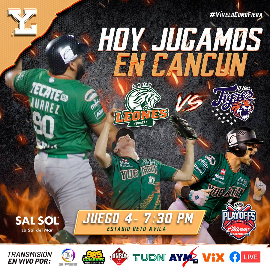leonesdeyucatan's tweet photo. ¡HOY VAMOS A BARRER LA SERIE!🧹🔥
Por #SalSol
Con tu apoyo vamos a rugir bien fuerte y ganar nuestro pase a la Final de la Zona Sur 👊🎊
Transmisión en vivo:
📺 Sipse TV 8.1 / TUDN / AYM Sports / ViX
📻 La Comadre 98.5
📱 Jonron TV / Facebook Live
#VíveloComoFiera https://t.co/tRZs6YJizk