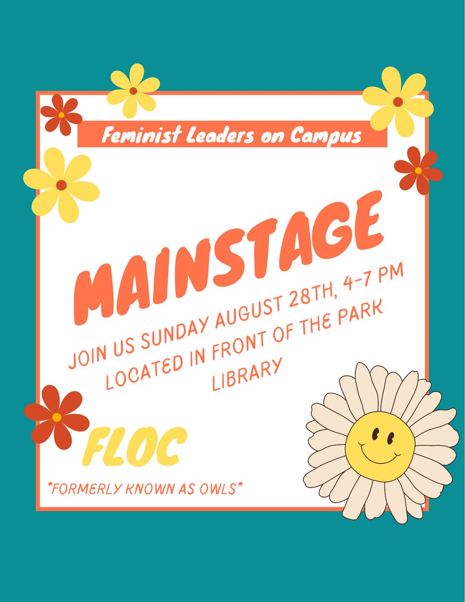 FLOC_CMU's tweet photo. It’s Mainstage time!🤩 this Sunday August 28 from 4-7 come check us out! You might even win a super cool surprise 👀💖 https://t.co/FyujDtXfLD
