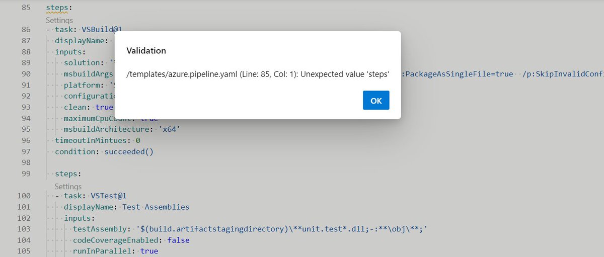_AllThingsTech_'s tweet photo. @tamstar1234 @torivara HI @tamstar1234  &amp; @torivara I managed to resolve the issue via specifying the variables in the variables tab. However, I had an issue as the below shows you; however when using a YAML validator online say's it's fine. However this is what Azure say's when I try to run it. https://t.co/bi9ZLUEuvk