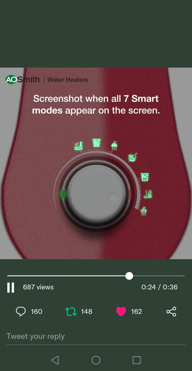 rajeshpadavala's tweet photo. @AOSmithin @aosmithindia Here is my Screenshot when all the Smart modes are displayed @AOSmithin
#AOSmith #WaterHeaters #WaterPurifiers #HotIsTheNewHealthy #WaterHeater #Xpress #7SmartModes #HotBath
Friends Participate
@SanthiNaga
@kasinathbhogadi
@vandana_avvaru
@Raja_4178 https://t.co/9wOOO3gqzB