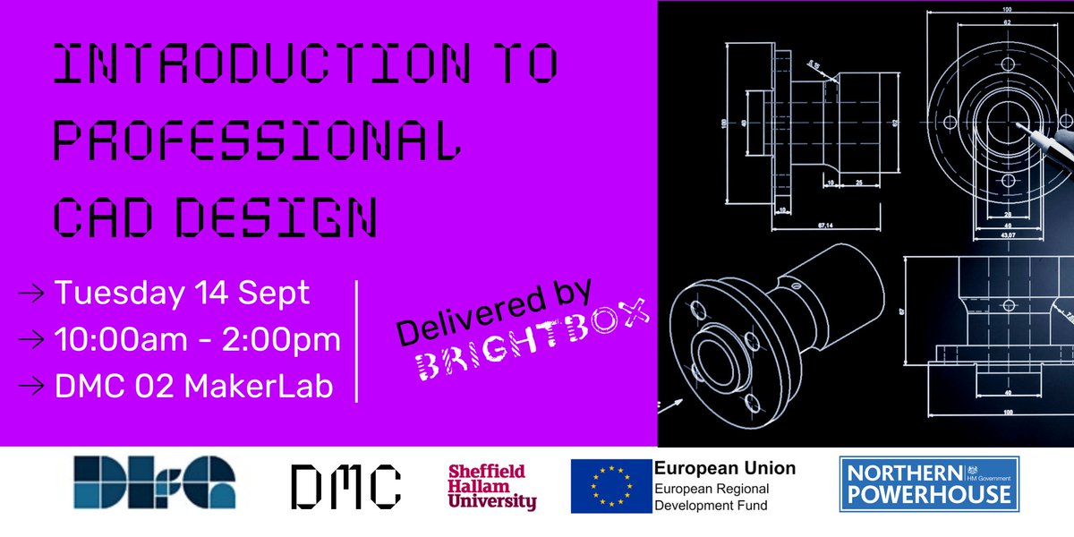 Barnsley_DMC's tweet photo. Could your business make use of our MakerLab?

Our latest workshop, 'Introduction to Professional CAD Design, is perfect for those looking at producing designs for 3d printing or Laser Cutting.

Open to all South Yorkshire SMEs

See more and sign up here: https://t.co/bkRaJ0NyZj https://t.co/EkegAtP7Nb