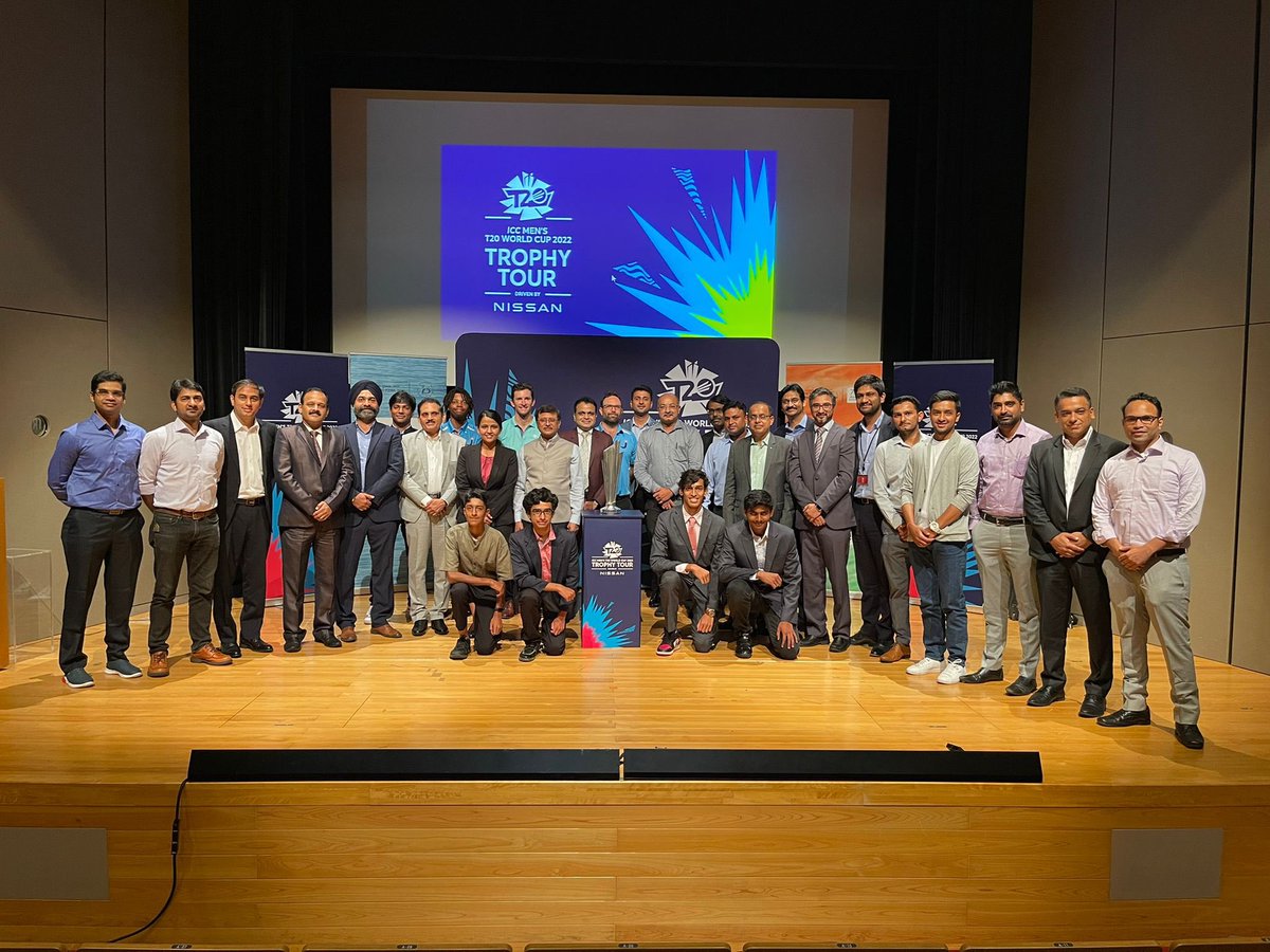 IndianEmbTokyo's tweet photo. Curtain Raiser: Ambassador H.E. Sanjay Kumar Verma at Japan Cricket Association (JCA) Embassy Cricket Cup 2022 event. Unveils the #ICC #T20worldcup trophy with Mr. Alan Carr of JCA, Mr. Toby Kohen of International Cricket Council and Indian diaspora cricket clubs in Japan. https://t.co/4qox28VUHn