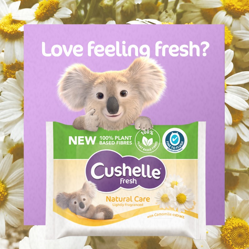 CushelleUK's tweet photo. Love the feeling you get from Cushelle Fresh wipes?
100% flushable, 0% plastic ♻, they're perfect #ForEverybum.🐨

Tell us how much you and your bum love our softness by leaving a review for the chance to win a £100 Love2Shop voucher. 💜

T&amp;Cs apply. UK only, 18+.