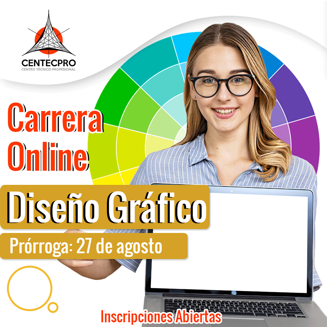 CENTECPROCCS's tweet photo. CARRERA ONLINE DISEÑO GRÁFICO ¡¡¡Cupos limitados!!!
PRÓRROGA: Sábado 27 de agosto de 2022. https://t.co/oh63Y0efQ7