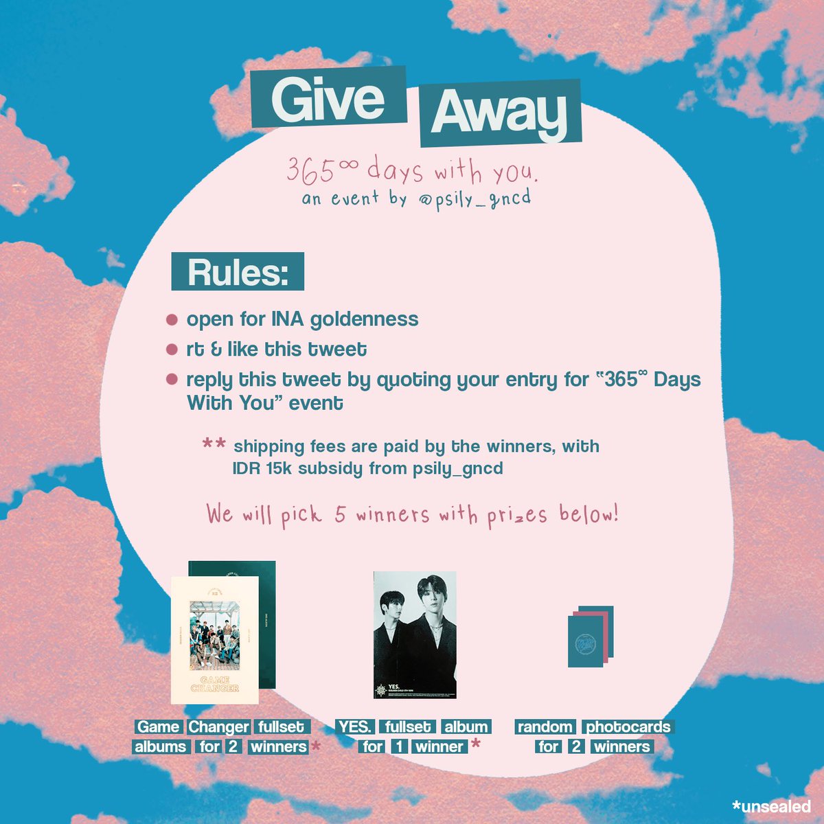 psily_gncd's tweet photo. ‼️ GIVEAWAY ALERT ‼️

we would love to share extra happiness with everyone!
we will pick 5 winners with prizes mentioned on poster below ❣️ 

please carefully read the rules on pics below. good luck, goldenness! ♥️ https://t.co/DC50On1leE