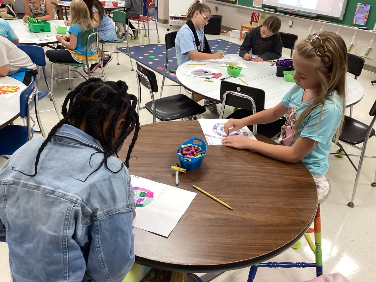 MrsKrinn's tweet photo. 3rd graders are learning each other’s names while working on color families. #BHESart https://t.co/5wIyKmJcoH