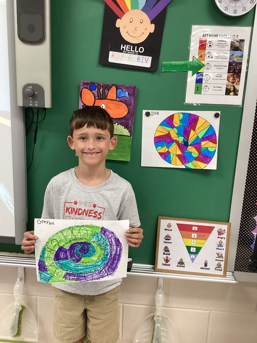 MrsKrinn's tweet photo. 3rd graders are learning each other’s names while working on color families. #BHESart https://t.co/5wIyKmJcoH