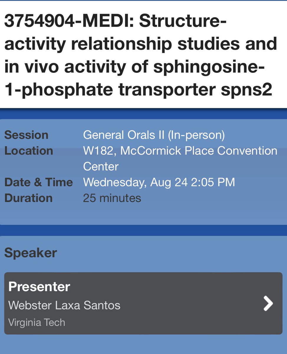 santoslabVT's tweet photo. Interested in learning about potential alternatives to #S1P1 agonists? Stop by W182. See how drugging #S1P transporter #spns2 could be therapeutics for MS &amp; kidney fibrosis. @AcsMedi https://t.co/01kPPMwtKA
