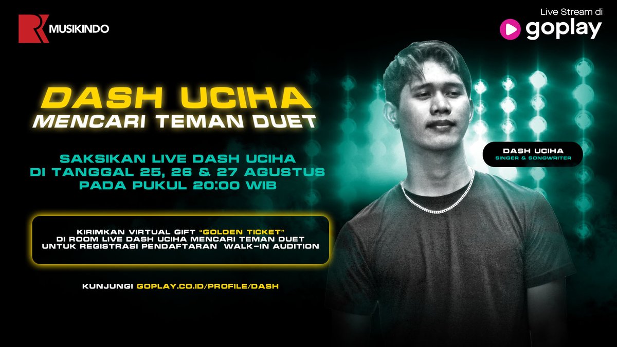 Buat kamu yang suka nyanyi, atau merasa punya bakat terpendam, ini saatnya kamu unjuk gigi!

<a href="/DashUciha/">Dash uciha</a> lagi nyari teman duet nih 👀 Jangan lupa saksikan live-nya tanggal 25, 26, 27 Agustus 2022 jam 20.00 WIB ya!

Cek info selengkapnya di: bit.ly/GoPlayDashUciha 💫

#DashUciha