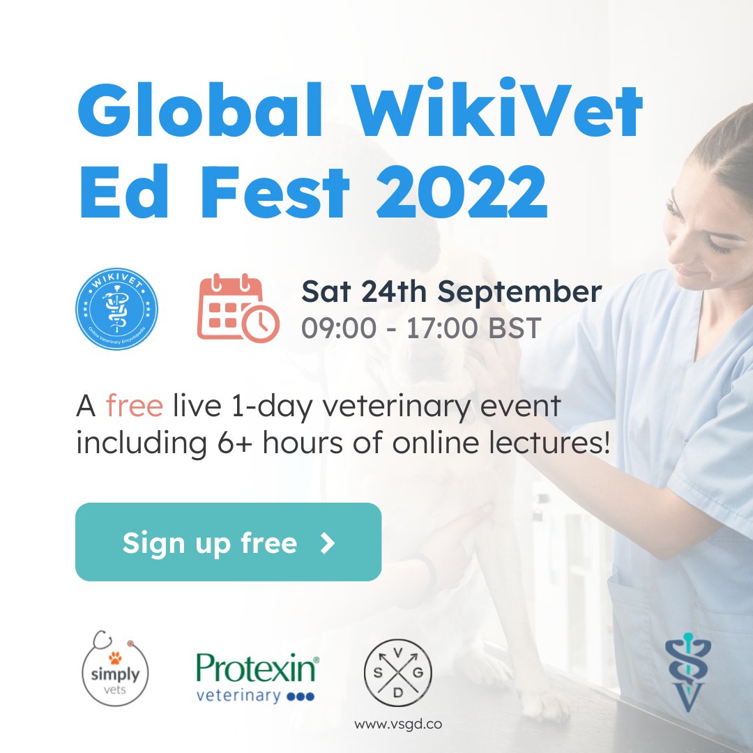 VetsSGD's tweet photo. STUDENTS! @WikiVet ED FEST 1 month to go! Free CPD to help you #GetSetForVet
@thewebinarvet & VSGD are supporting each others events get them in your diary!
24.9.22 - online "Ed Fest"
15.10.22 - "Get Set For Vet Summit @AVS_UK_Ireland London & Online
Link in comments to reg! https://t.co/t3Da0fMNQd
