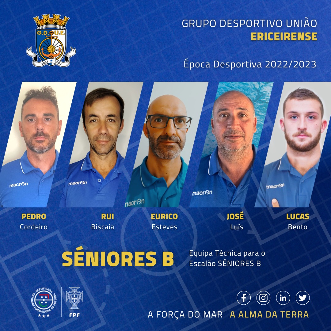 Equipa Técnica de SÉNIORES B para a época desportiva 2022/2023.

Hoje damos a conhecer a equipa técnica que vai trabalhar o escalão de futebol de SÉNIORES B do Grupo Desportivo União Ericeirense! 

Pedro Cordeiro / Rui Biscaia / Eurico Esteves / José Luís / Lucas Bento