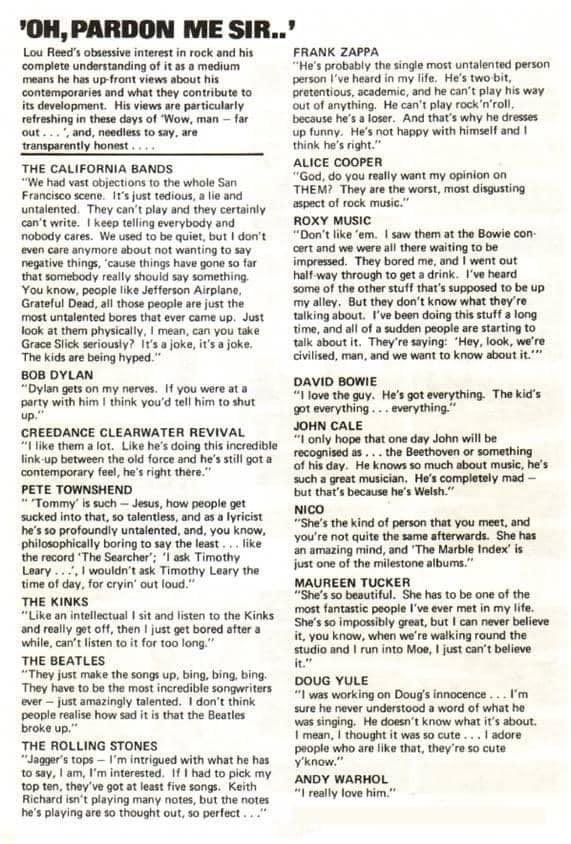 Lou Reed, music critic