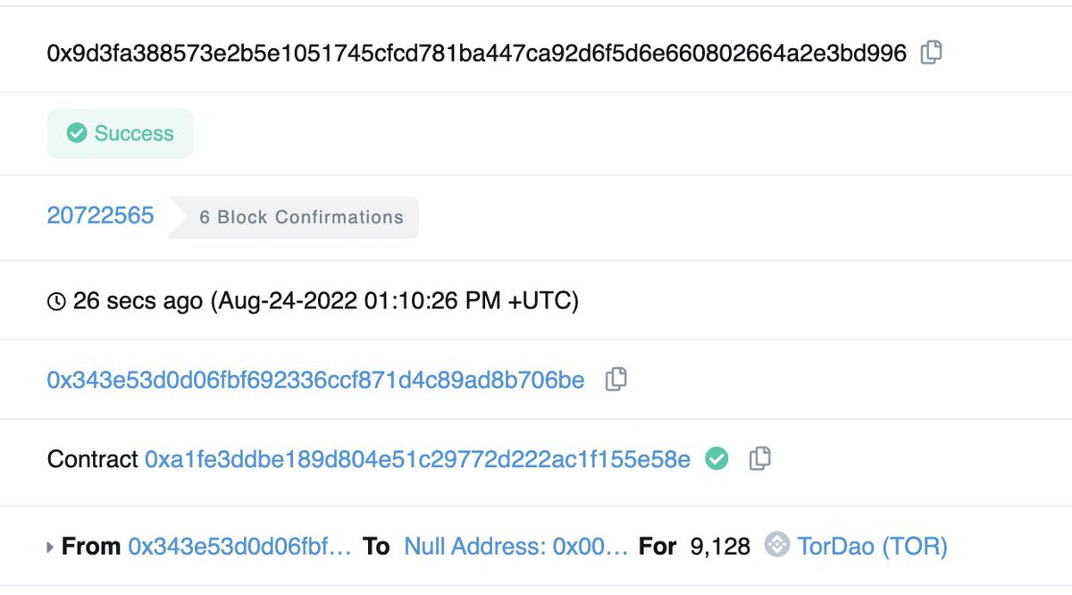 Tor_DAO_'s tweet photo. We have completed the repurchasing and destruction of the #Tor for today. 

✅The total repurchasing value is 7200 USDT. 
✅The destroying amount is 9128.56 #Tor. https://t.co/fyoKppnQgX