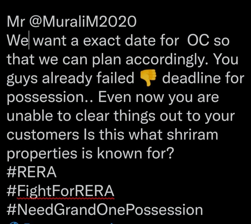 aich_indrani's tweet photo. When shall you reply sir? @MuraliM2020 
Look into the matter at the earliest

#RERA
#rera
#FightForRERA
#NeedGrandOnePossession https://t.co/v9PnBxu1da