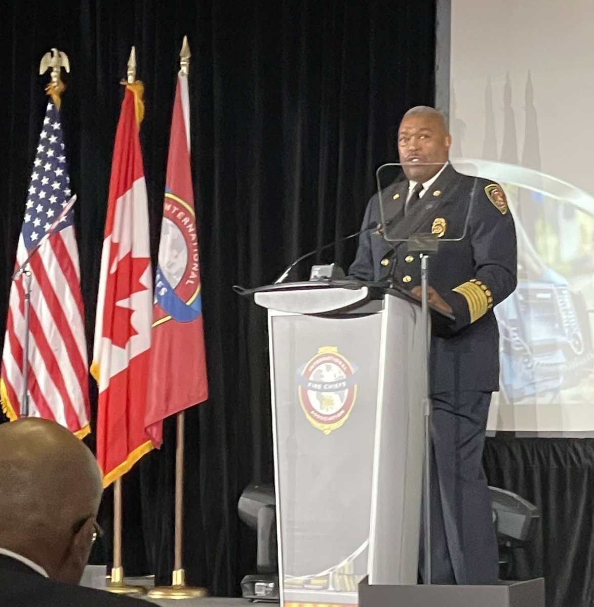<a href="/SATXFire/">SAFD</a> Chief Charles Hood opens <a href="/IAFC/">IAFC</a> #FRI2022 in <a href="/COSAGOV/">City of San Antonio</a> Texas - “It is our time FRI”.