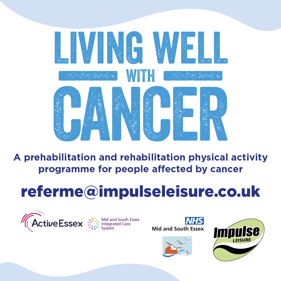 Impulse Leisure (@impulseleisure) on Twitter photo Are you living with cancer? Or have you had a recent diagnosis?
Our Living Well with Cancer programme aims to prepare patients for treatment or provide rehabilitation.
Your Cancer Clinical Nurse Specialist or Specialist Consultant can refer you at referme@impulseleisure.co.uk Are you living with cancer? Or have you had a recent diagnosis?
Our Living Well with Cancer programme aims to prepare patients for treatment or provide rehabilitation.
Your Cancer Clinical Nurse Specialist or Specialist Consultant can refer you at referme@impulseleisure.co.uk