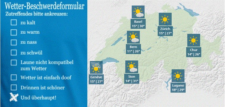 meteoschweiz's tweet photo. Endlich mal so richtig übers #Wetter schimpfen, am 24. August ist #WeatherComplaintDay 😊 Quelle: spreadshirt https://t.co/nfNyNilU3r